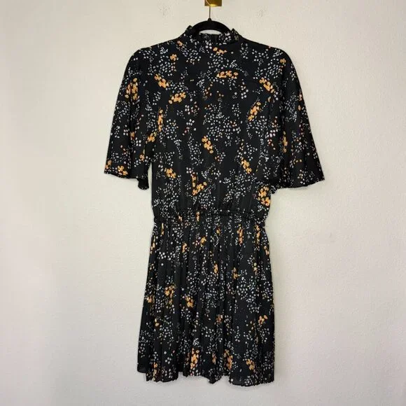 Zadig & Voltaire Dark Floral Pleated Reversible Dress Size M - Picture 2 of 5